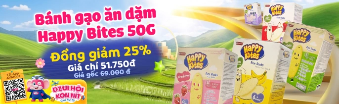 Bánh gạo ăn dặm Happy Bites 50G T5